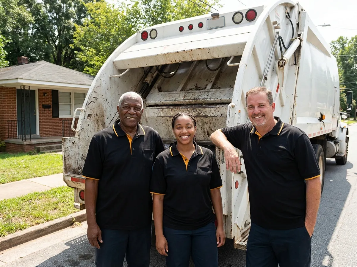Central Valley Dumpster Rental garbage collection service team in Hapeville, GA